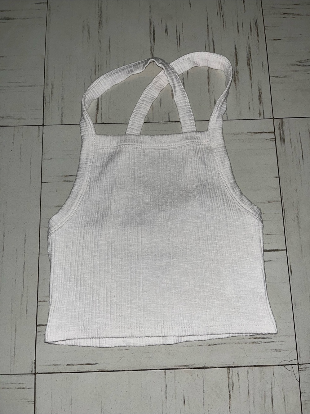 American Eagle Outfitters White Ribbed Cropped Tank
